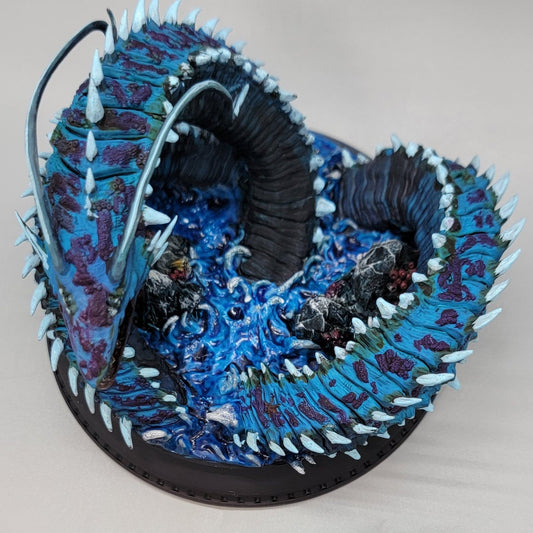 Front view of Old Mawgrin Ancient Leviathan painted resin miniature for tabletop RPG adventures