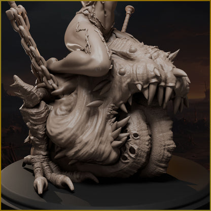 Close-up detail render of the abyssal monster mount showing skin texture, teeth, and claws.