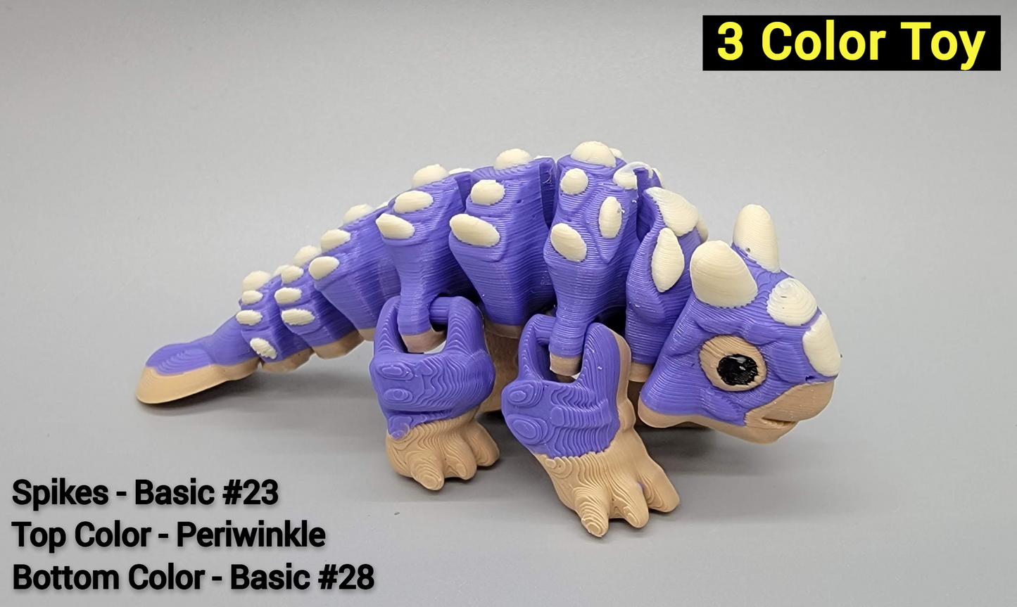 Custom 3D Printed Ankylosaur Dinosaur Toy or Keychain – Articulated Fidget Sensory Gift