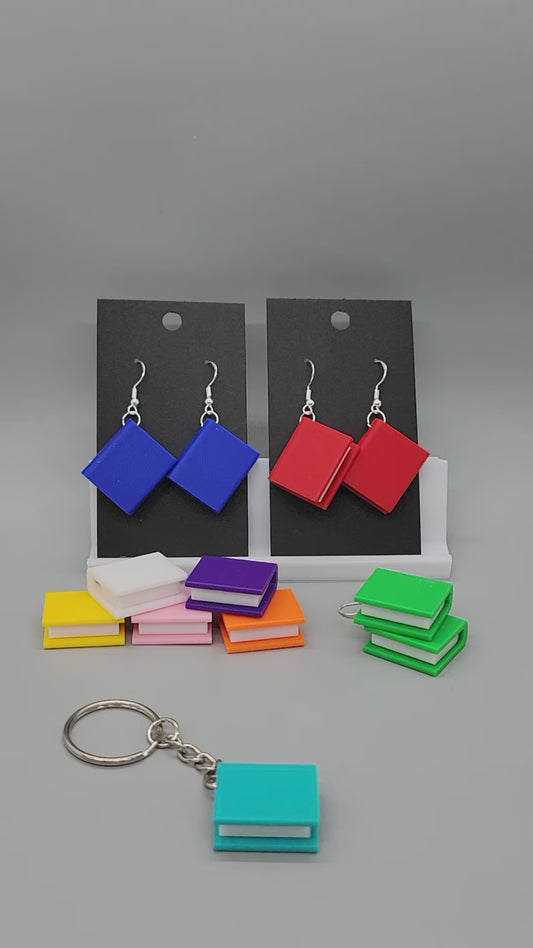 Mini Book Earrings or Keychain