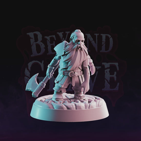 Zombified Dwarf undead resin miniature figure with axe and detailed sculpt
