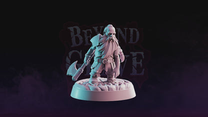 Zombified Dwarf undead resin miniature figure with axe and detailed sculpt