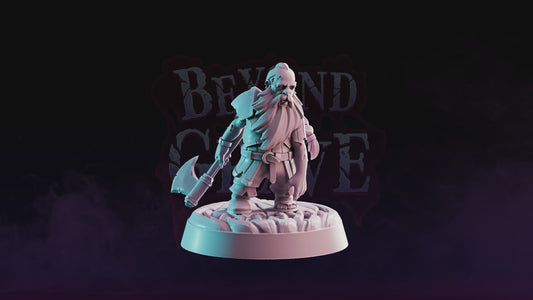 Zombified Dwarf undead resin miniature figure with axe and detailed sculpt