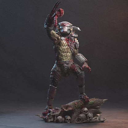 Predator fan art resin miniature 1:10 scale alien hunter display statue with skull base masked or unmasked head option