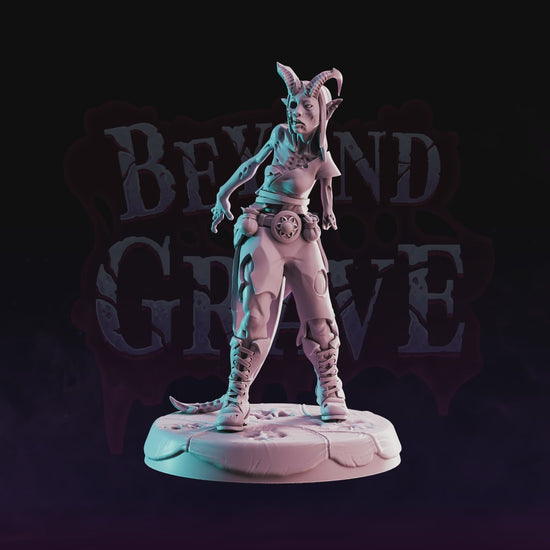 Zombified Tiefling undead resin miniature figure with horns and detailed sculpt
