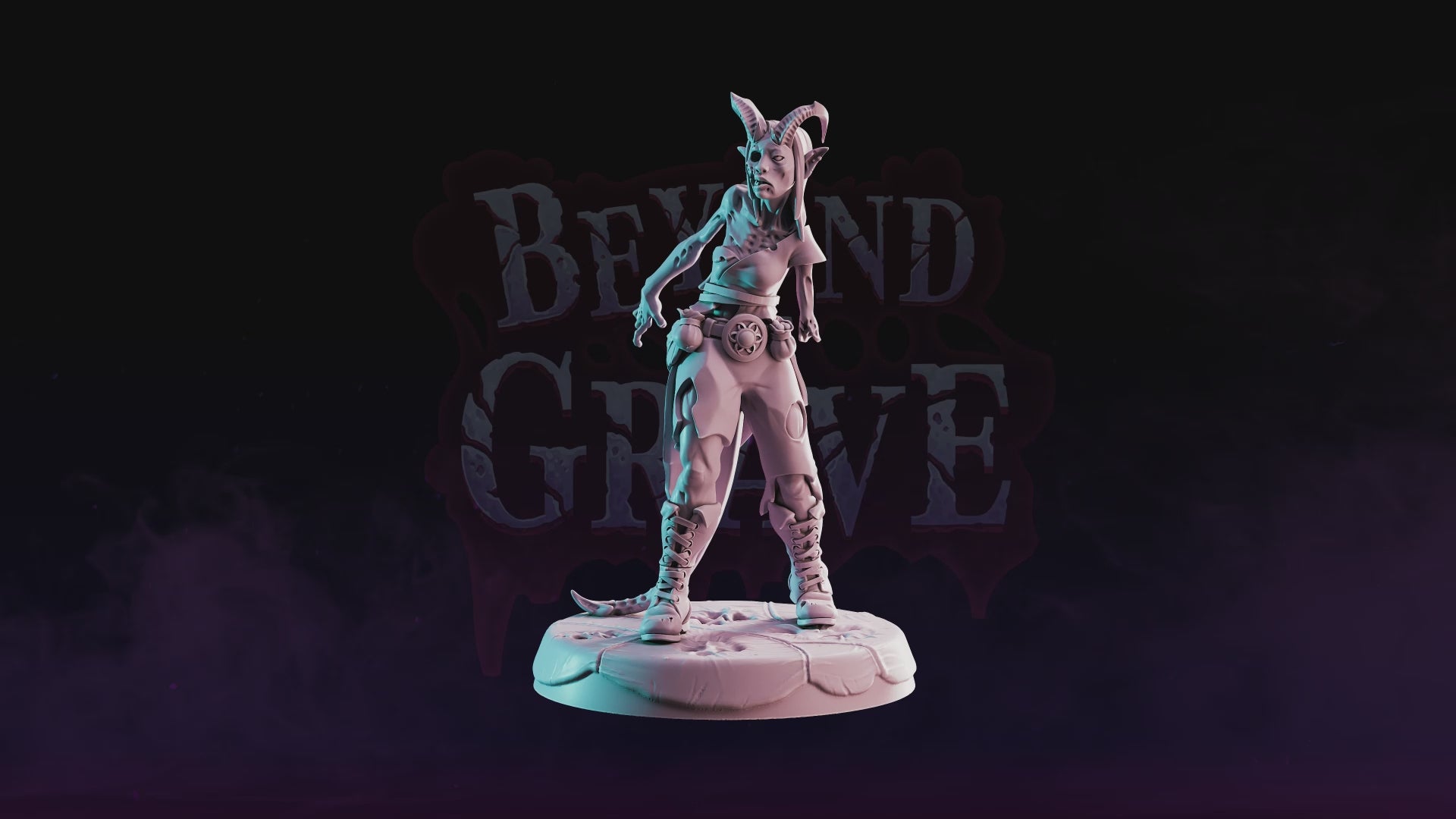 Zombified Tiefling undead resin miniature figure with horns and detailed sculpt