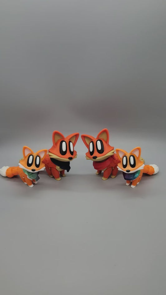 Articulated Blob Fox Toy with Custom Bandana or Scarf