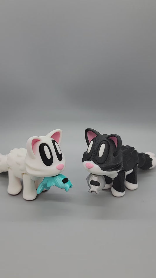 Blob Cat Magnetic Toy with Fish
