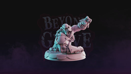 Zombified Half Orc undead resin miniature figure crawling forward with decayed armor