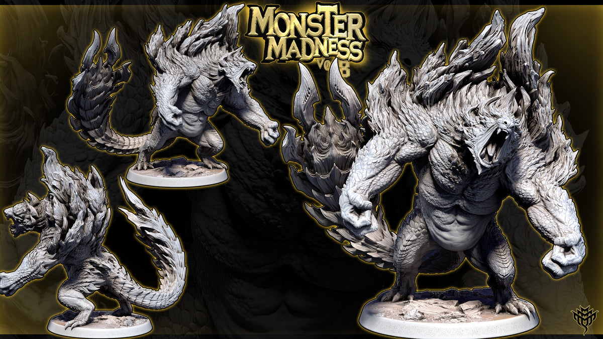 Alternate angle renders of Raging Ursine Pose 2 highlighting the raised spiked tail and armored shoulders.