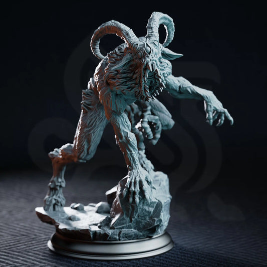 Angled view of Renmaeth’s Mockery corrupted satyr aberration miniature
