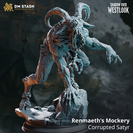 Renmaeth’s Mockery corrupted satyr resin miniature front view by DM Stash