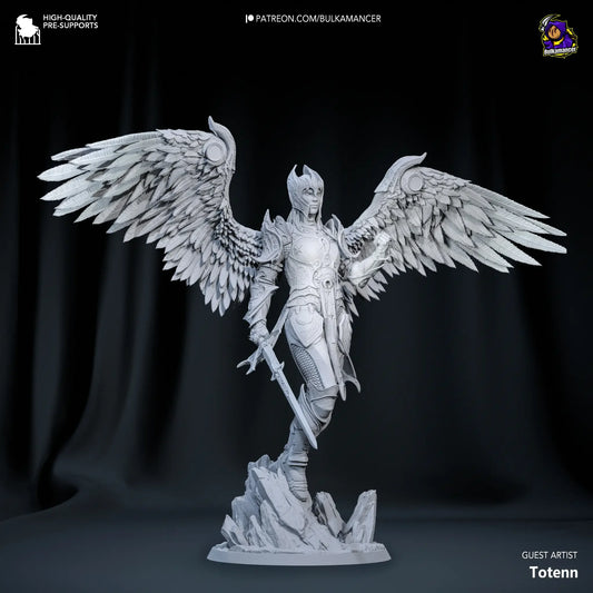 Resplendent Paladin 3D printed miniature with large feathered wings