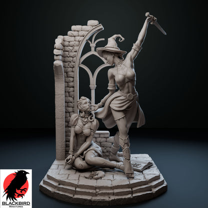 Unpainted Ritual of Sacrifice resin diorama showing the complete front view before painting.