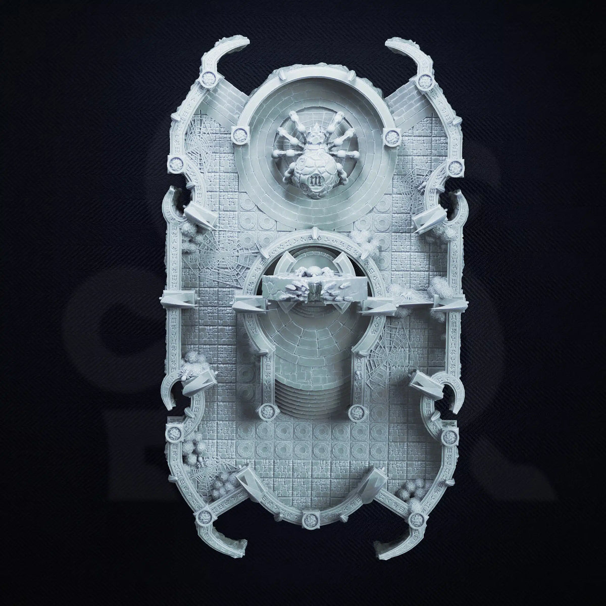 Top down view of the Shrine to Irinax showing battlemap floor tile layout for tabletop gaming.