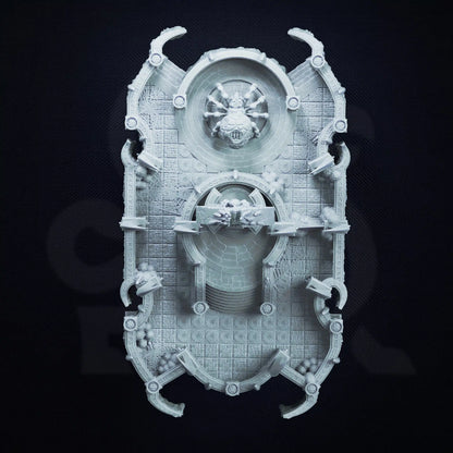 Top down view of the Shrine to Irinax showing battlemap floor tile layout for tabletop gaming.