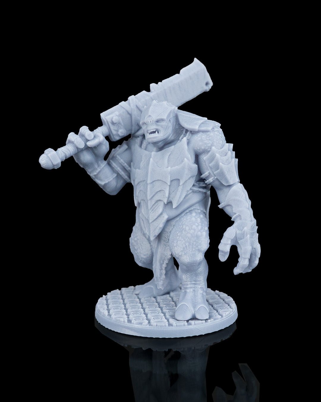 Three-quarter front view of the Slasha the Troll dnd miniature showcasing his stocky, powerful stance.