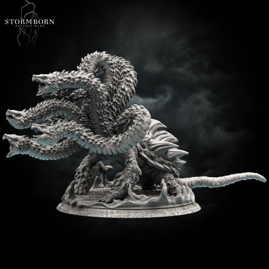 Left side profile view of the Snapping Turtle Hydra displaying spiked shell and long tail by Stormborn Collectibles.