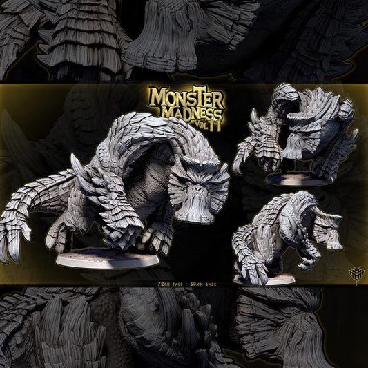 Stone Clad Beast Pose 1 with heavy stone-like armor plates and massive clawed arms