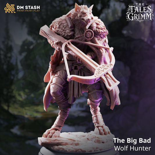 The Big Bad Werewolf Ranger resin miniature by DM Stash holding a crossbow.