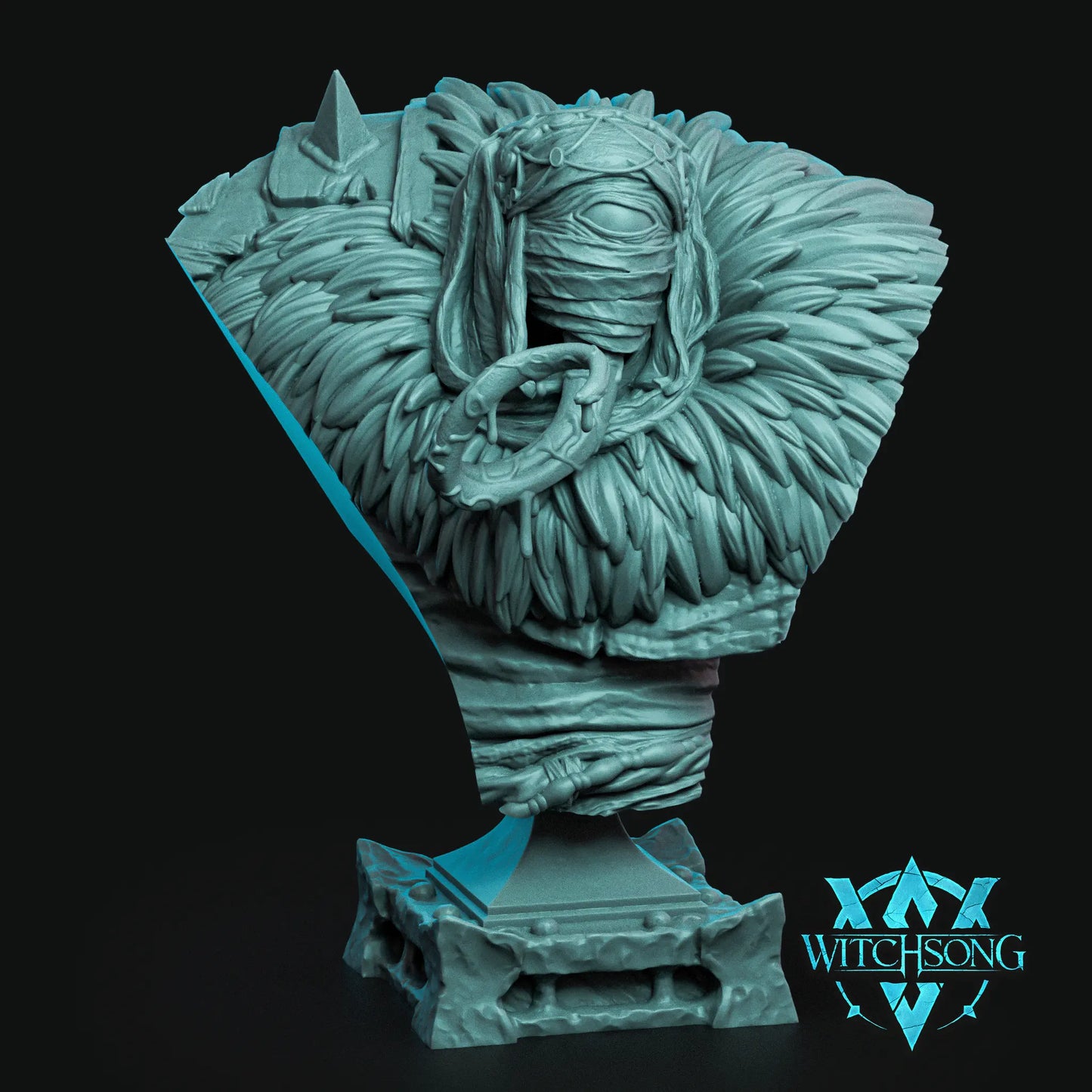 The Desiccated Tyrant 100mm scale resin collector display bust on included pedestal stand front view