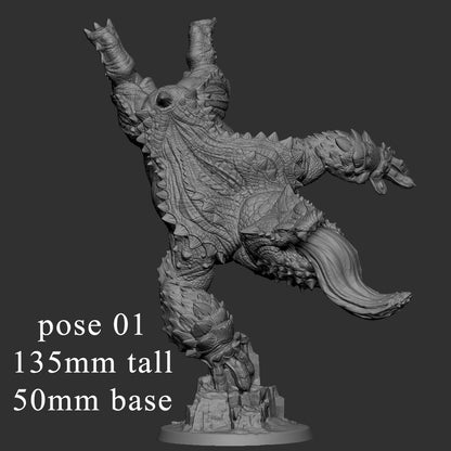 Dimension scale reference of Theodlash Pose 01 measuring 135mm tall on a 50mm circular base.