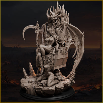 Throne of the Damned fantasy resin display model unpainted left angle.
