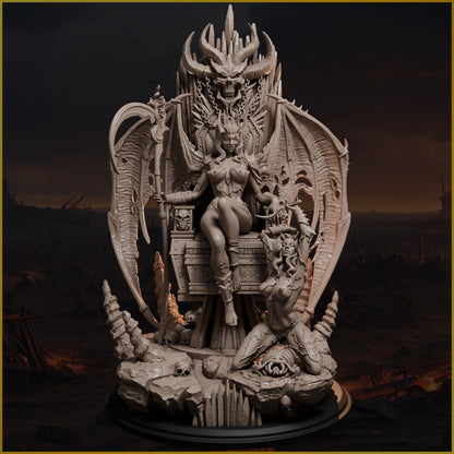 Throne of the Damned fantasy resin display model unpainted front view.
