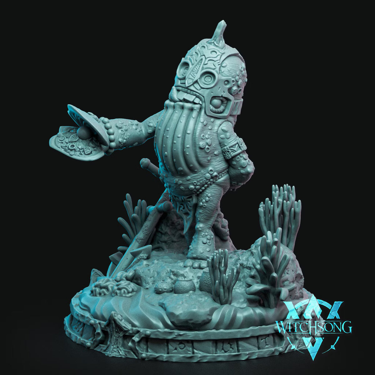 Treachery of Whales Huge Giant miniature with coral-covered skin, aquatic details, and a large scenic underwater base.