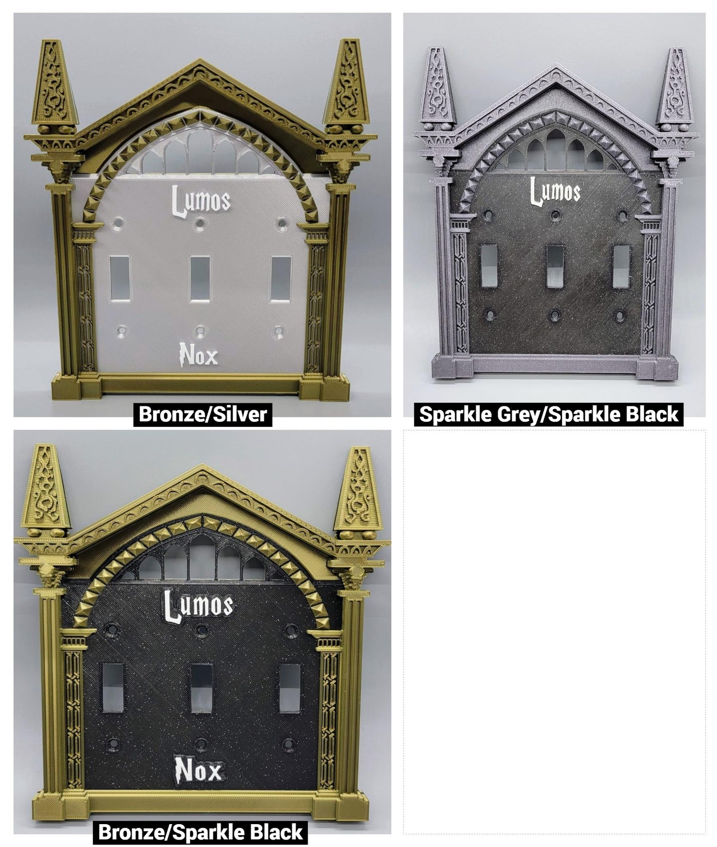 Triple toggle switch plate custom options with wizard inspired decorative wall plate designs