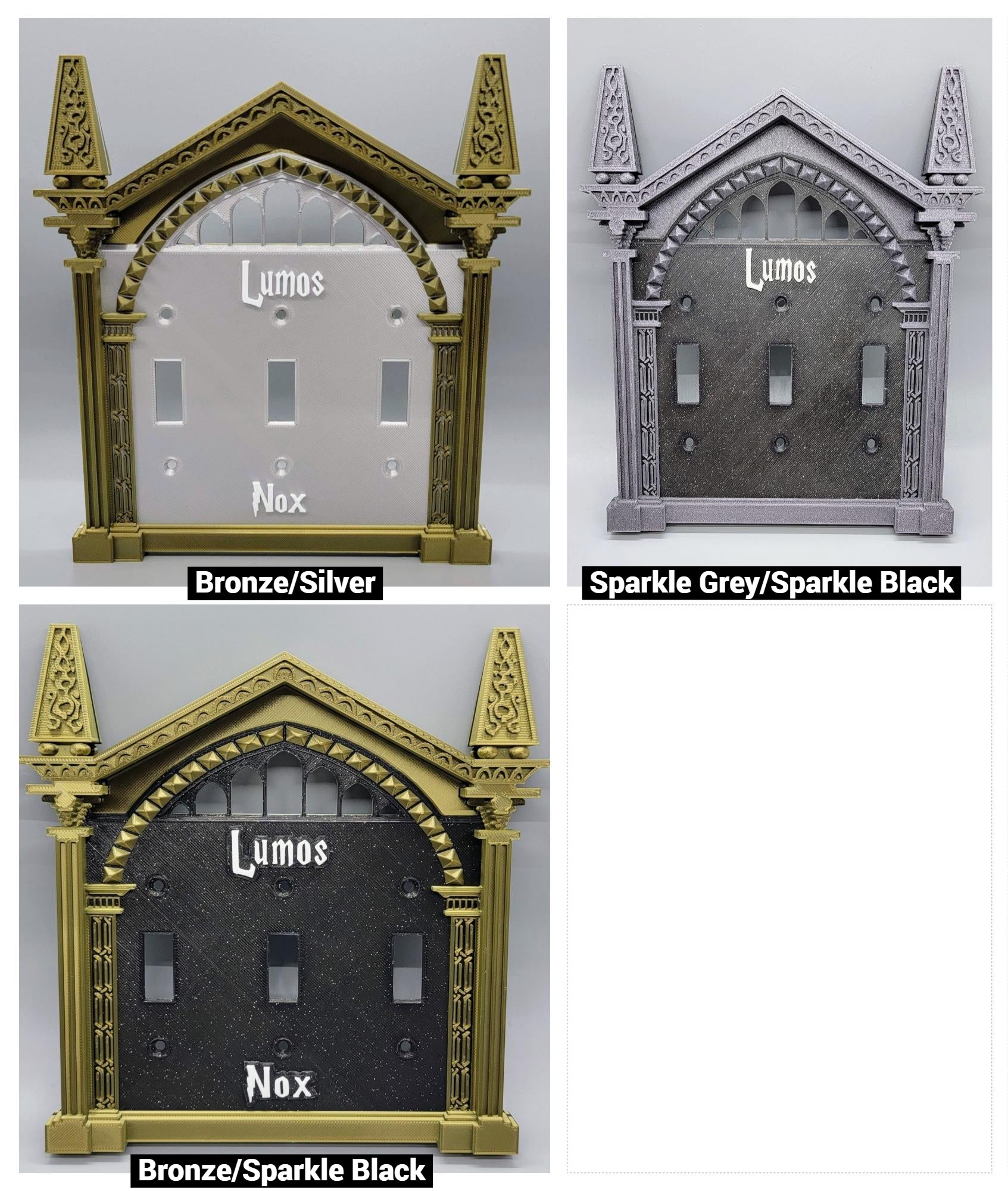 Triple toggle switch plate custom options with wizard inspired decorative wall plate designs