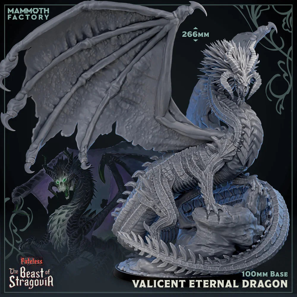 Valicent Eternal Dragon resin dragon miniature by Mammoth Factory, large fantasy dragon boss model for D&D, Pathfinder, and tabletop RPG adventures