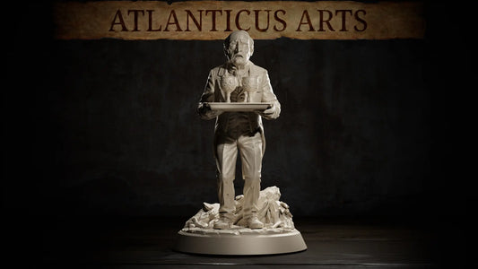 Vampire Familiar resin miniature by Atlanticus Arts full view on scenic base.