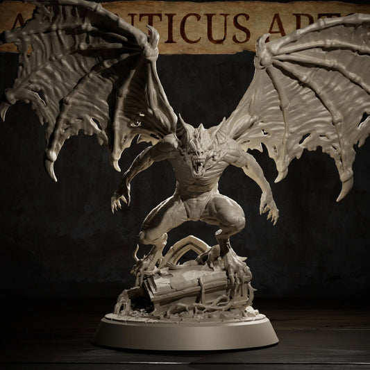 Close-up shot of the Vampire Lord resin miniature showing feral face and claw details.