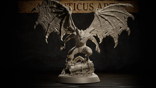 Vampire Lord resin miniature by Atlanticus Arts full view on scenic tomb base.