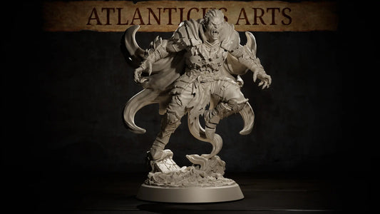 Landscape view of the Vampire Spawn resin miniature on scenic ruined base.