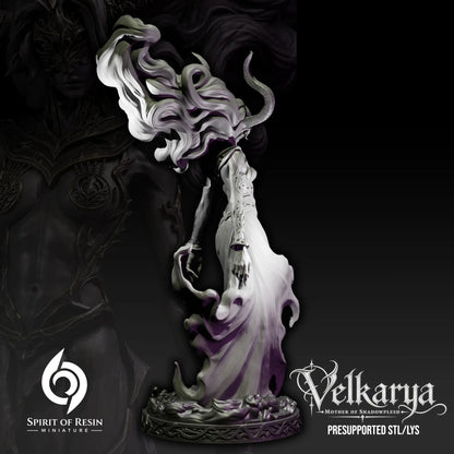 Rear view showing intricate flowing mane of hair, carved horns, and detailed base filigree.