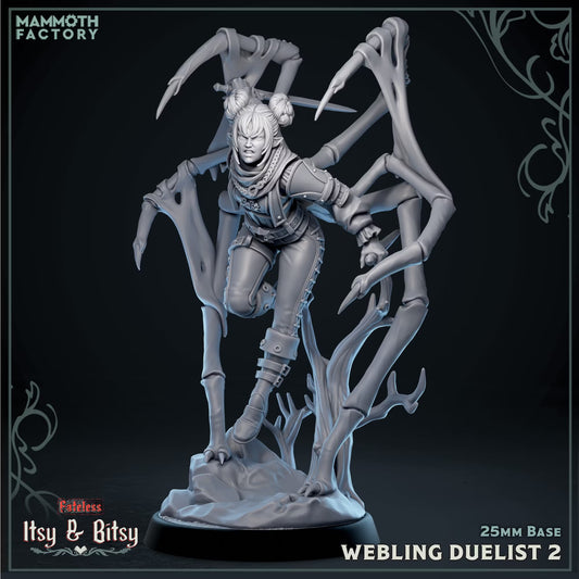 Webling Duelist 2 Medium Humanoid miniature with sword, light armor, and multiple spider limbs.