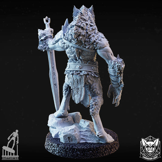 Werewolf Alpha - rear view by Dungeon Dog, showing muscular back, fur texture, and detailed armor.