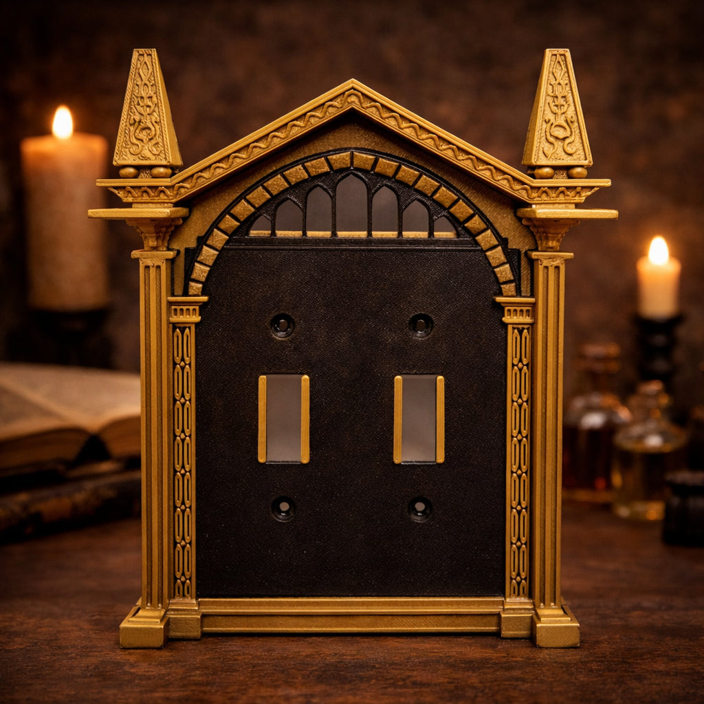 Wizard light switch cover shown as magical room decor with custom decorative switch plate design