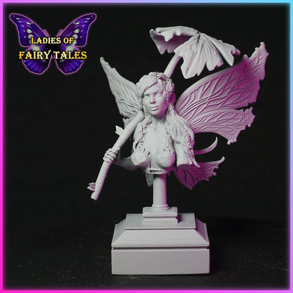 Front physical 3D print photo of Ydsel display bust mounted on a 70mm pedestal base.