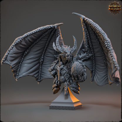 Zircon Firefang Dragon display bust with wide wings, horned head, layered scales, and armored details.