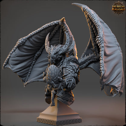 Firefang winged Dragon bust showing detailed horns, scales, wing membranes, and facial armor.