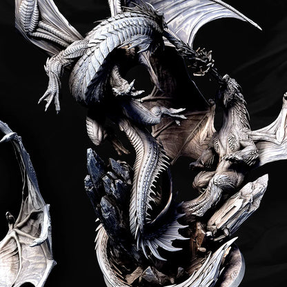 Elder Red Dragon vs Elder White Dragon Fight Diorama