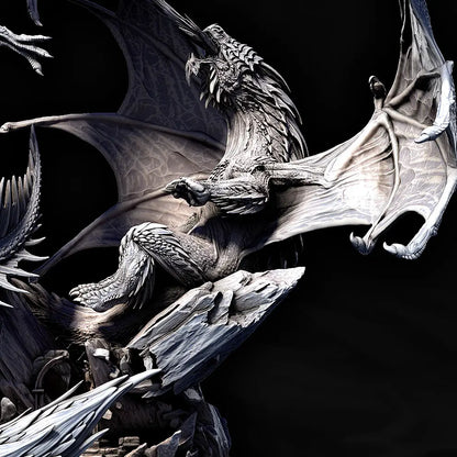 Elder Red Dragon vs Elder White Dragon Fight Diorama